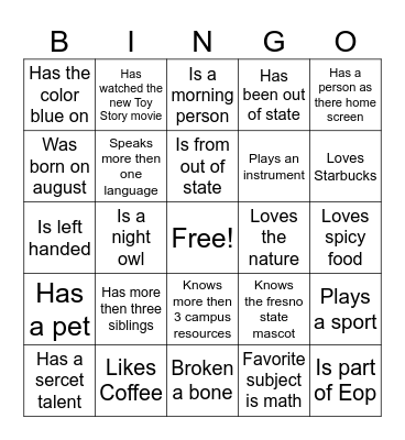 Academy 2 Bingo Card Bingo Card
