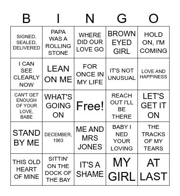 FEEL GOOD CLASSICS COVERALL Bingo Card