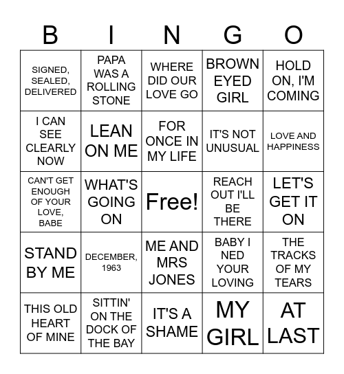 FEEL GOOD CLASSICS COVERALL Bingo Card