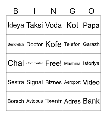 Cognates - The words you already know Bingo Card
