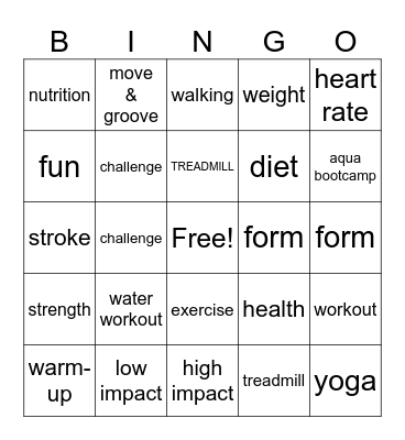 Champion Your Health Bingo Card