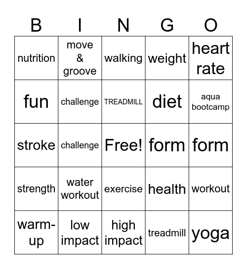 Champion Your Health Bingo Card