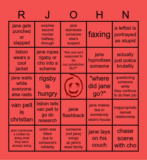 MENTALIST (2008) BINGO Card
