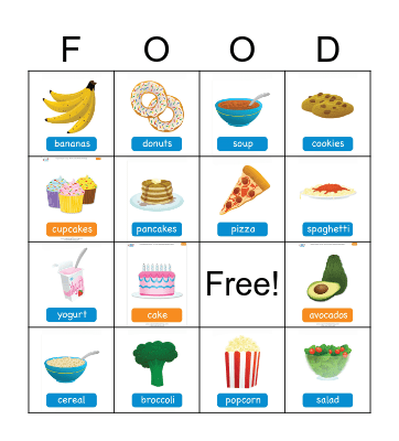 FOOD Bingo Card