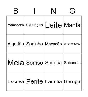 Bingo do Pedro Augusto Bingo Card