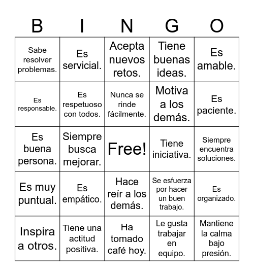 Bingo de las Fortalezas Bingo Card