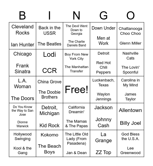 Davey Jagger, World Traveler Bingo Card