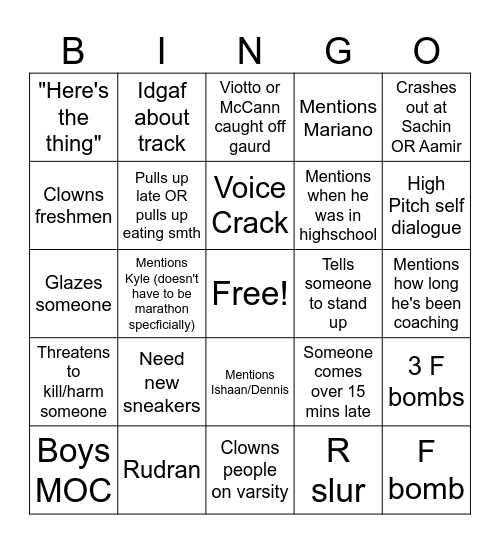 Rivs Bingo Card