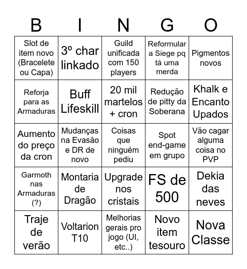 Bingo do Deboche Bingo Card