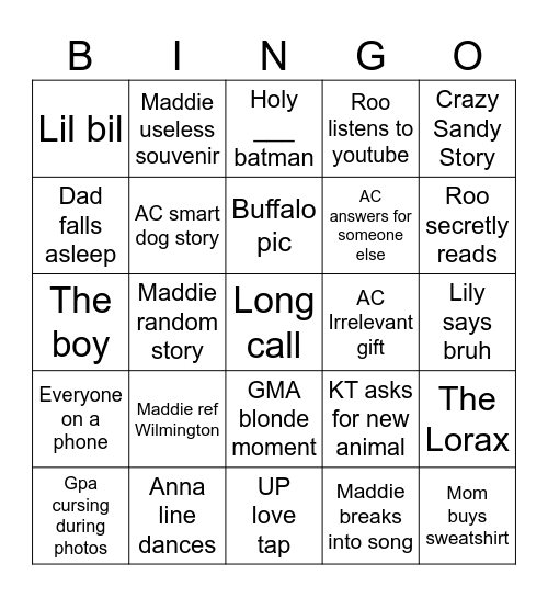 Asheville Bingo Card