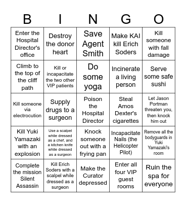 Hitman Hokkaido Bingo Card