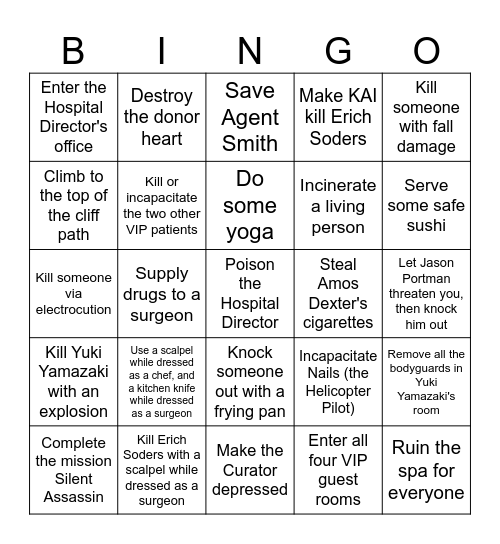 Hitman Hokkaido Bingo Card