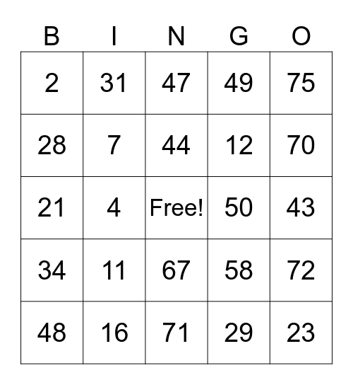 Boom Bingo Card