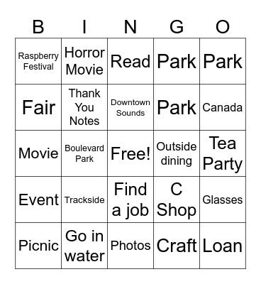 Summer 2026 Bingo Card