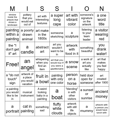 MUSEUM ART BINGO Card