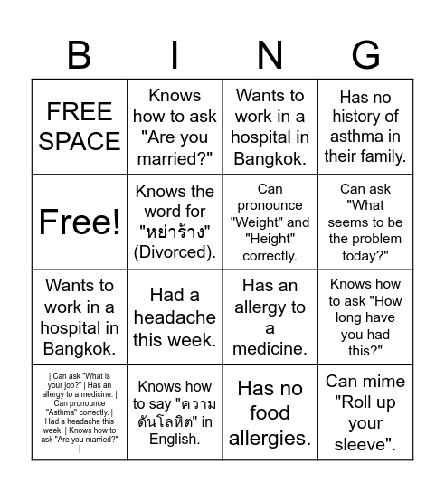 Nurse Practitioners English Bingo Card