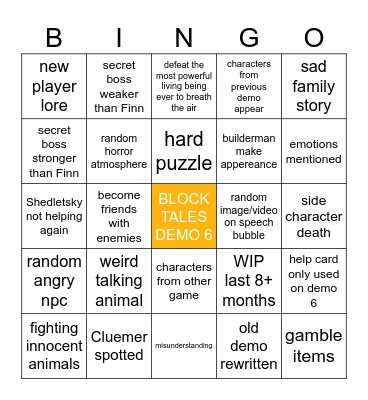 Block Tales Demo 6 Bingo Card