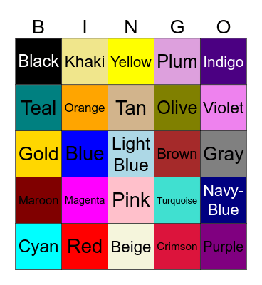 Fruits Bingo Card