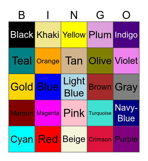 Fruits Bingo Card