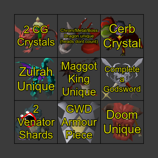 Board #3 - Hard Bingo Card