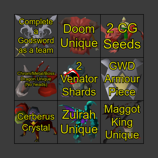 Board #3 - Hard Bingo Card