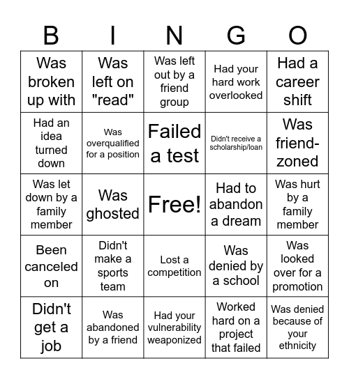 Redirection Bingo Card