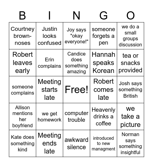 Teachers Meeting Summer Bingo Card