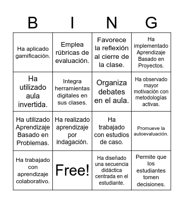 BINGO PEDAGÓGICO Bingo Card