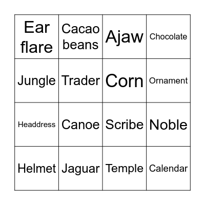 The Maya Bingo Card