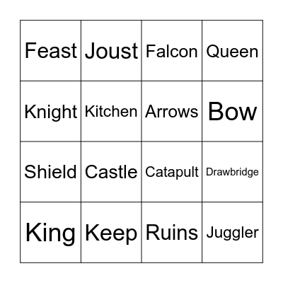Castles Bingo Card