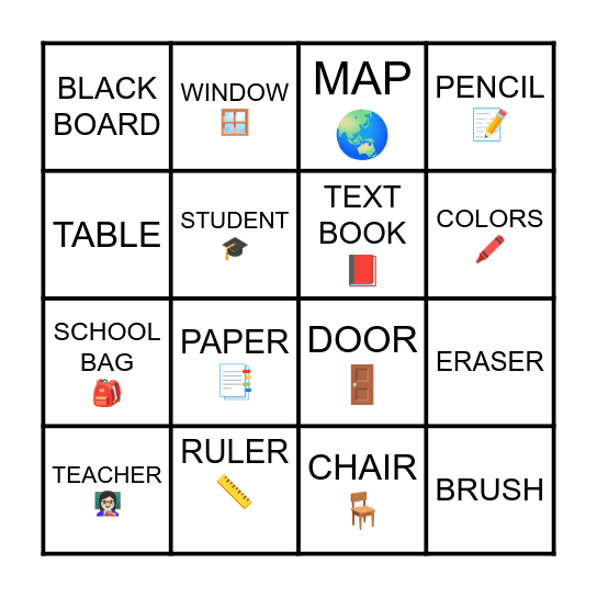IN MY CLASSROOM Bingo Card