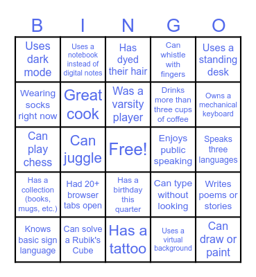 iDENTIFY Bingo Card