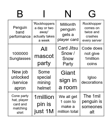 Milli Peng party Bingo Card