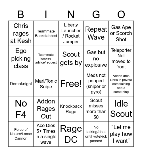 MvM Bingo Card