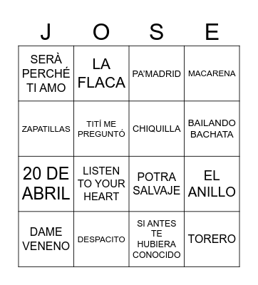 Los 50 del Bixo Bingo Card