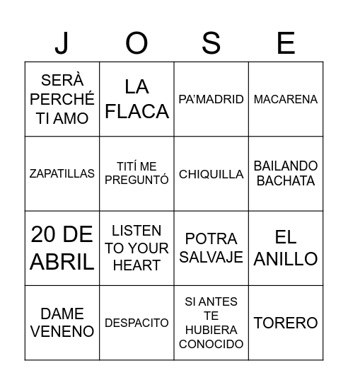 Los 50 del Bixo Bingo Card