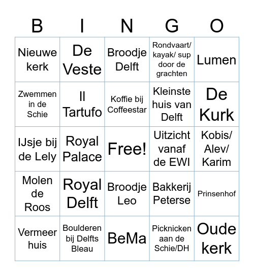 Delfts studentenleven Bingo Card