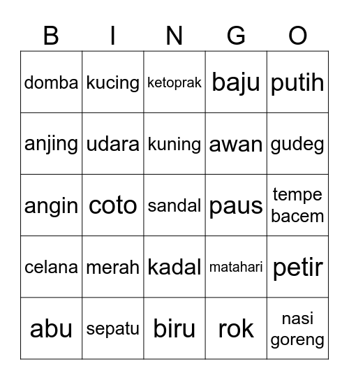 Contoh Bingo Card