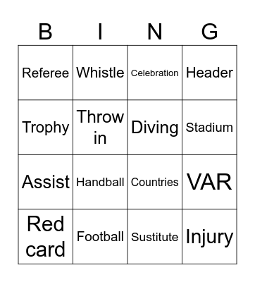 World Cup Bingo Card