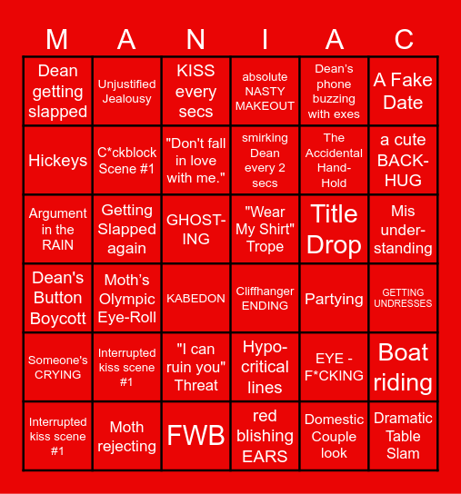 𝐘𝐨𝐮 𝐌𝐚𝐧𝐢𝐚𝐜 𝐓𝐑𝐀𝐈𝐋𝐄𝐑 𝐩𝐫𝐞𝐝𝐢𝐜𝐭𝐢𝐨𝐧 Bingo Card