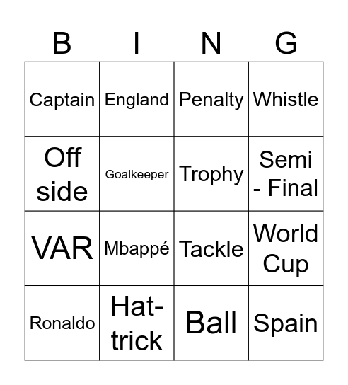 Football Bingo! Bingo Card
