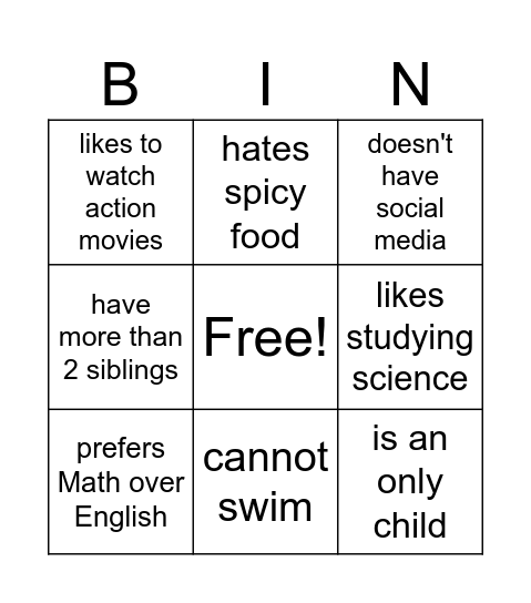 Untitled Bingo Card