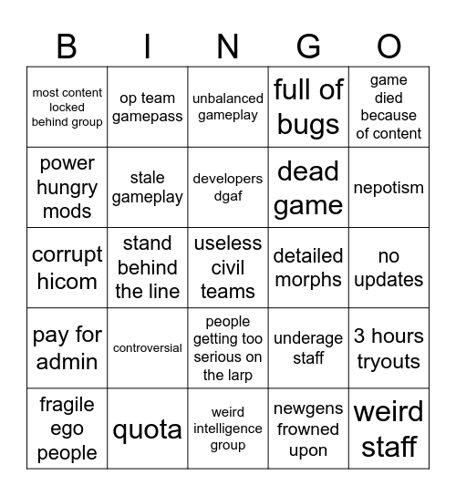 Untitled Bingo Card