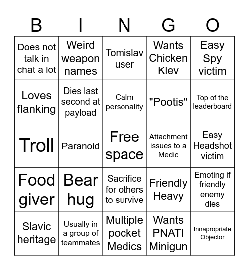 Heavy Main Bingo Card
