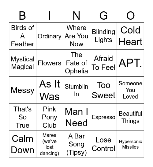 Singo Bingo 2026 - Down With The Kids Bingo Card