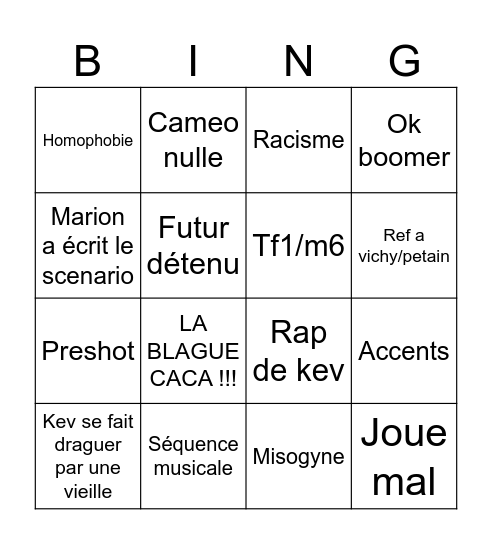 Maison de retraite Bingo Card
