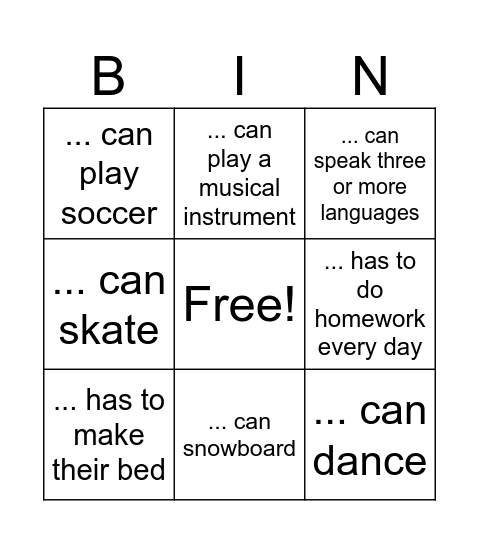 Find someone who... Bingo Card