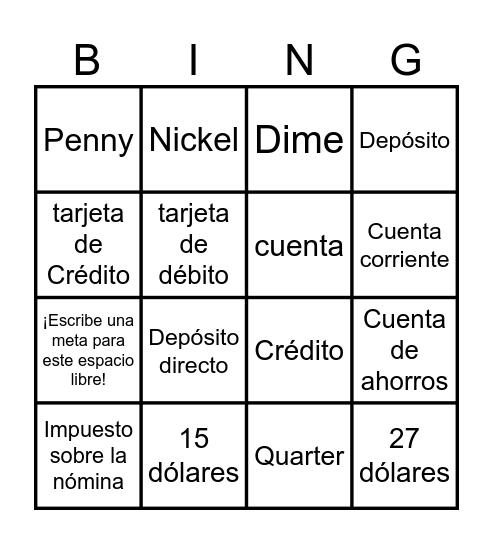 Bingo Financiero Bingo Card