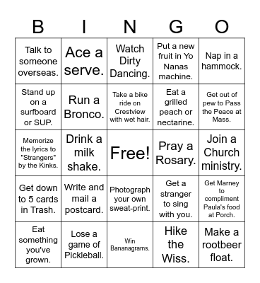 SUMMER 2026 Bingo Card