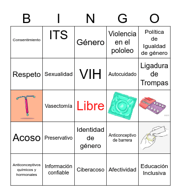 Bingo Sexualidad, Afectividad,Género Bingo Card